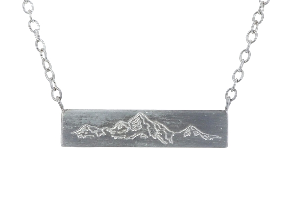 Sterling Silver Mountain Bar Necklace